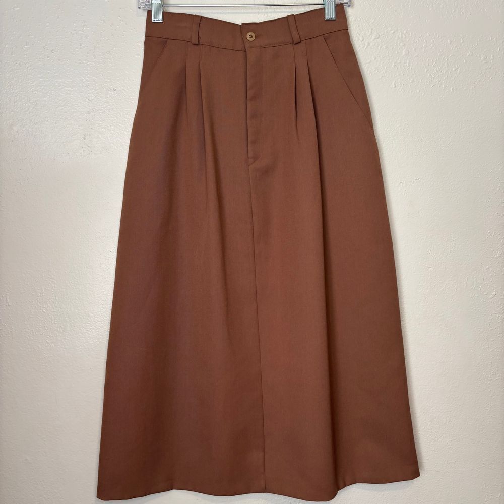 Vintage Slender Magic Brown Midi Skirt Women's 8 Paper Tag USA Control Panel